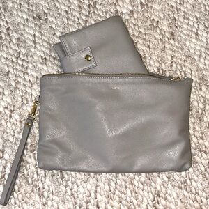 Fawn Design diaper changing pad& matching pouch, light grey color (gently used)